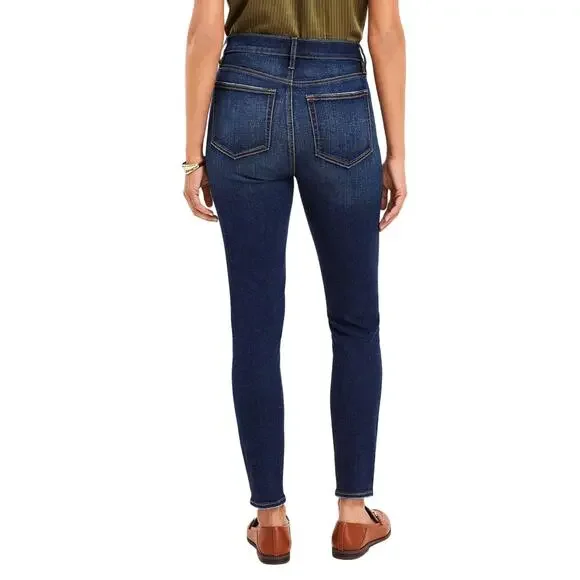 LOFT Modern Denim High Waist Skinny Ankle Jeans, Vintage Dark Wash, Size 32 / 14 - Picture 4 of 12